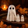Gift Bag Fillers Mini Ghost Flipping Middle Finger Figurines for Halloween Decorations, Miniature Resin Small Haunted House Props Statue Tiered