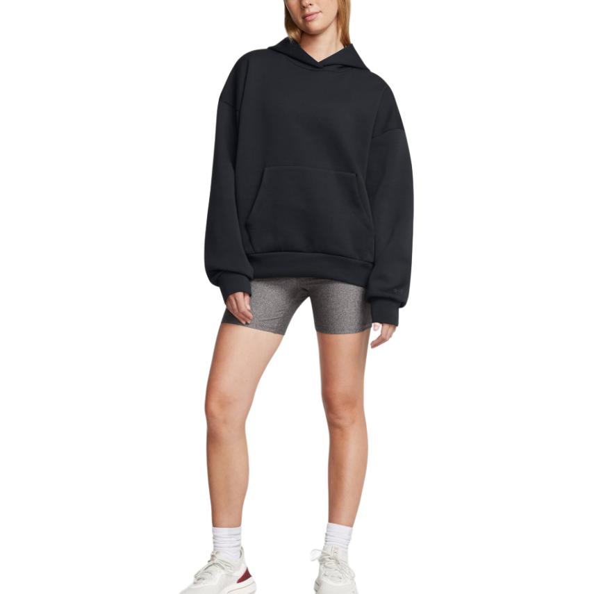 Under Armour Unstoppable Fleece Moisture Wicking Solid Color Pullover Hoodie Women Hoodies Black 1387884-001