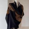 Fringed Edge Silk Scarf Leopard Print Fringed Shawl New Leopard Print Scarf  Head Styling