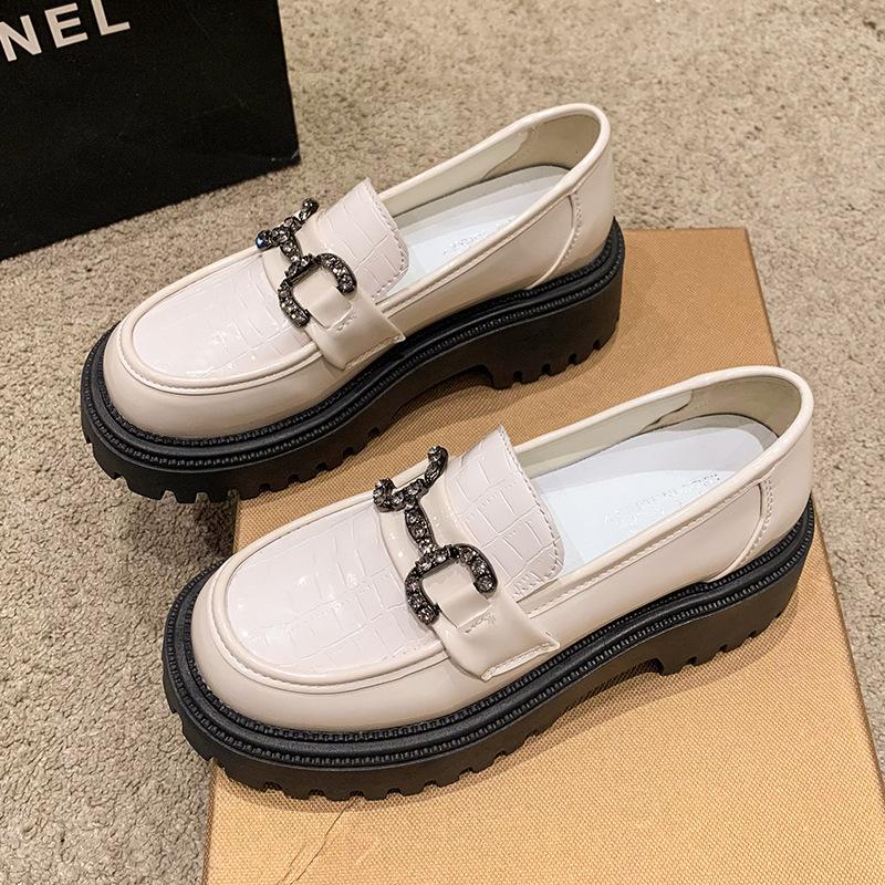 Loafers women's platform black retro breathable single shoes 2025 new autumn British style small leather shoes soft-soled women's shoes