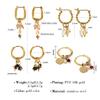 18K Gold Plated Stainless Steel Hoop Earrings for Women Natural Stone Pink Cute Charms Waterproof Jewelry