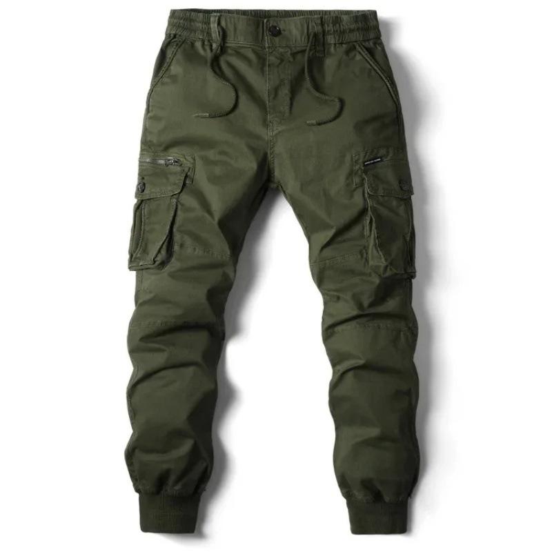 Men's European & American Style Elastic Waist Cargo Jogger Pants - Autumn/Winter Collection