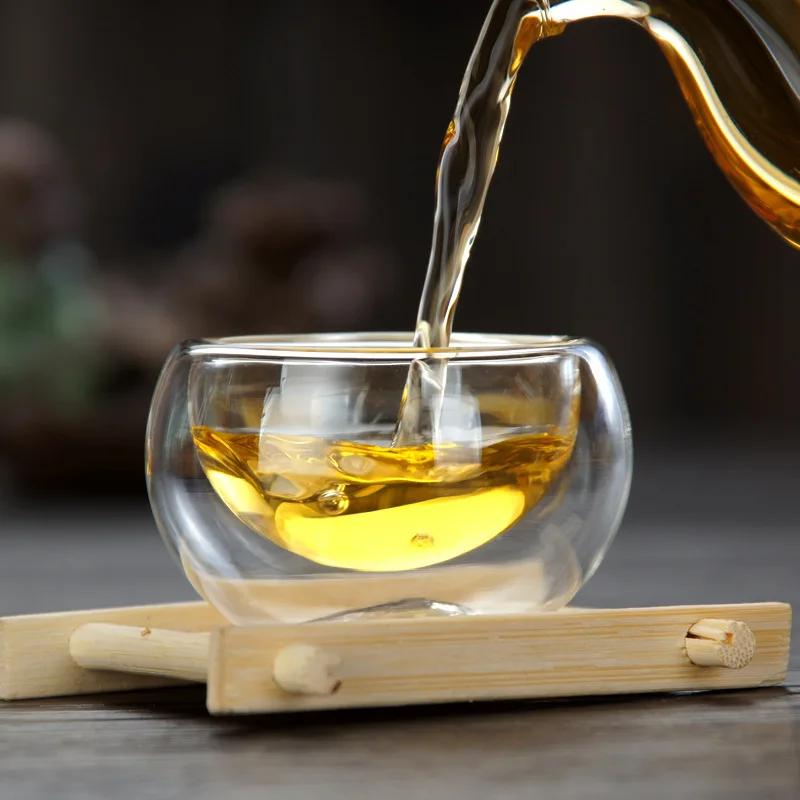 4/6 Stück 50ml Schnapsglas Teetassen Doppelwandige Gläser Teetassen Exquisites Kung Fu Trinkgeschirr Heimdeko Espresso Teetasse Teetasse