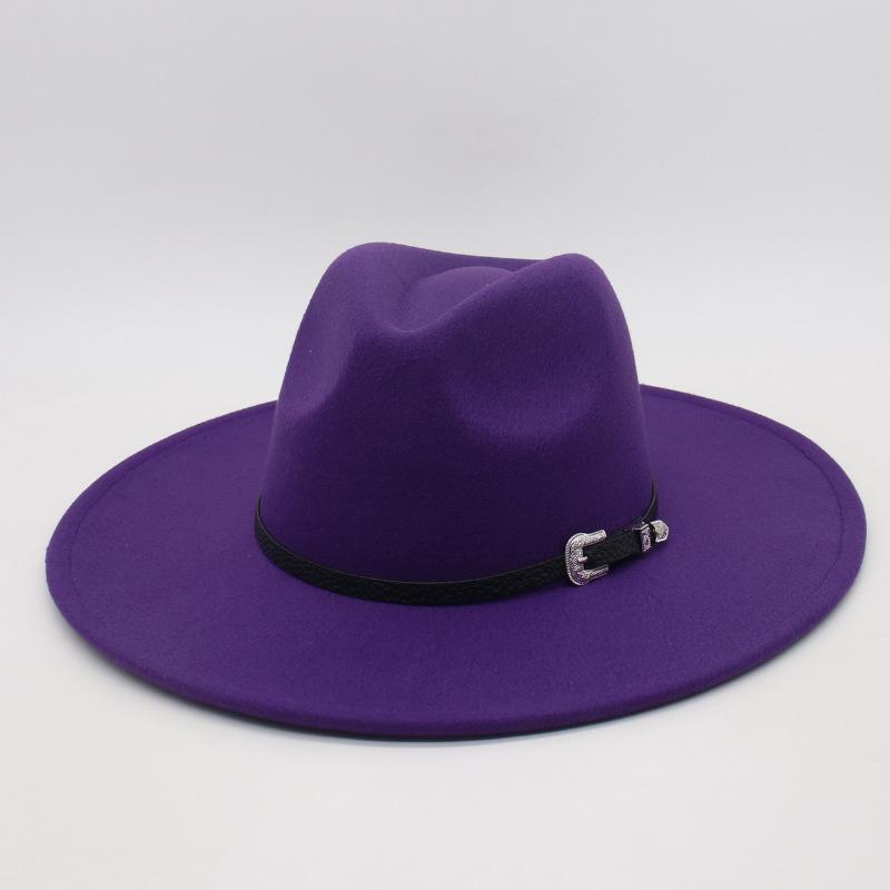 Flat Edge Jazz Hat, Men'S And Women'S Felt Hat, European And American Hat 9.5 Large Brim, High-End Hat, Elegant Foreign Trade Cross-Border Top Hat