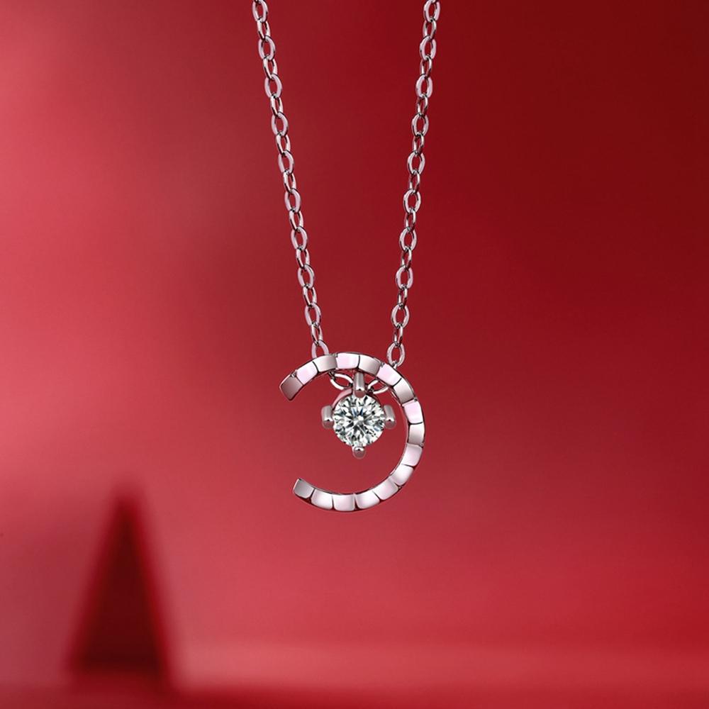 Real 925 Sterling Silver Vvs1 Moissanite Diamond 18k White Gold Pendant Necklaces For Women Anniversary Gift