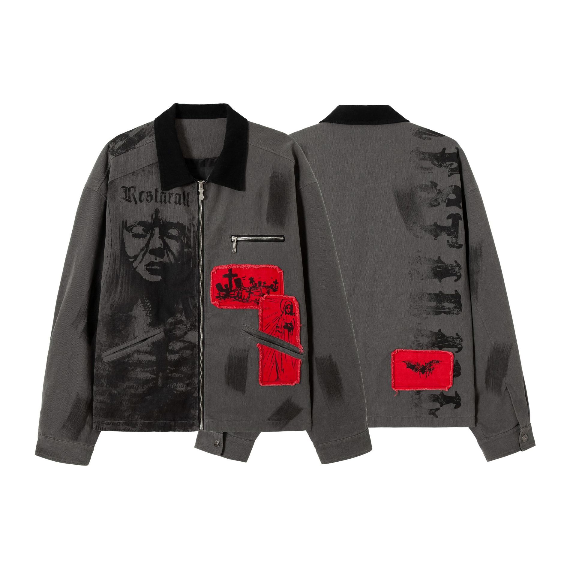 Men s Autumn Wasteland American Diablo Personality Patch Detroit Jacket M