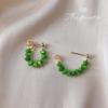 Mori Small Fresh Green Shell Handmade Silver-plated Needle Earrings Femininity Elegant New Earrings
