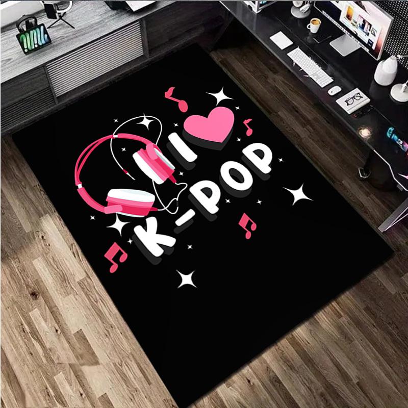 1Pc K Pop Print Rug - Home Decoration Carpet For Living Room Bedroom Flooring Computer Chair Area Rug