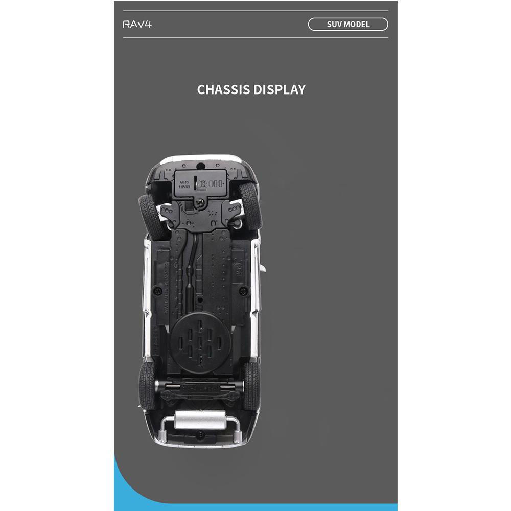 1/32 skala støpt legering Toyota RAV4 Lekebil, Forhjulsbil med lys og lyd, Døråpning til gave til barn, Bursdagsgave for barn