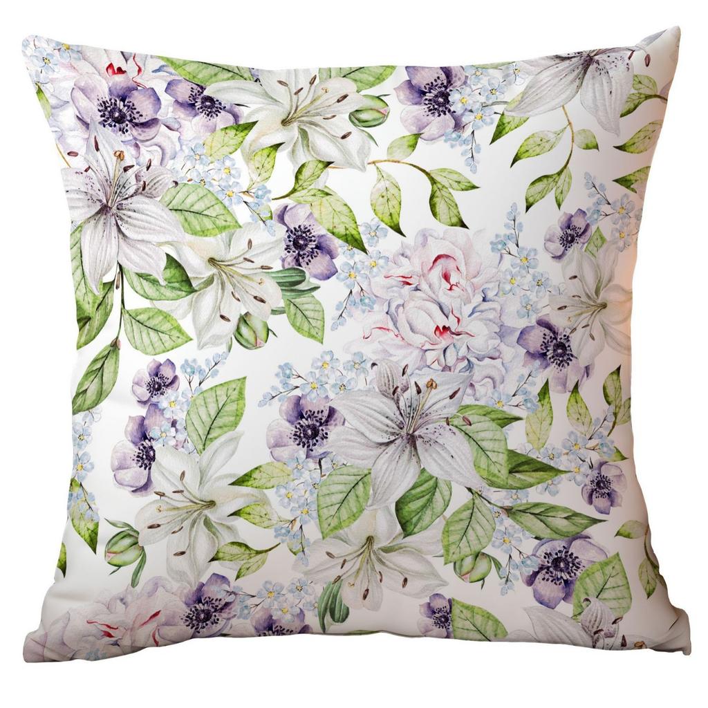 Chinesischer Stil Blumen und Grüne Blätter Kissenbezug Blumen und Blätter Sofa Kissen Sitzkissenbezug Premium Langlebig