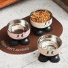 Stainless Steel Smiling Face Elevated Dog Bowl, Large-Capacity High-Legged Feeding Water Bowl