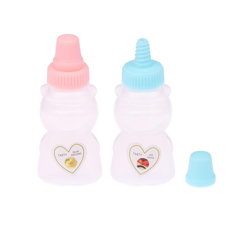 4Pcs Cartoon Mini Bear Sauce Squeeze Bottle Mini Bento Box Soy Sauce Box Tomato Sauce Honey Salad Sauce Container Accessories