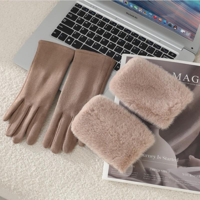 Thickened Fleece Lined Touchscreen Gloves Women'S Winter Warm Outdoor Cycling Windproof Gloves