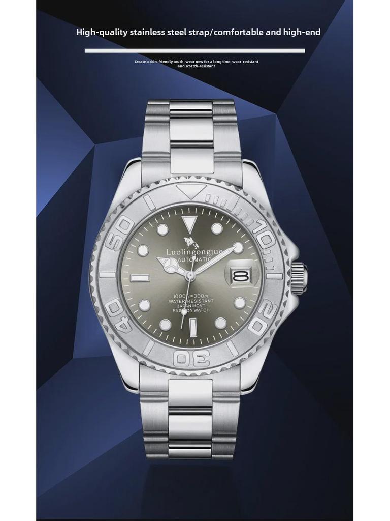 Duke of Lorraine 1955 – Graue automatische Herren-Yachtuhr mit leuchtendem Zifferblatt und Kalender