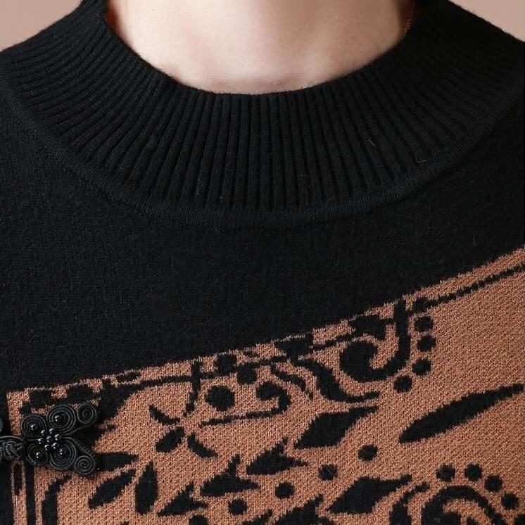 Women's Plus Size Knit Dress Autumn Winter Color-Block Loose Knit Sweater Dress Long A-Line Knit Dress