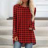Womens Tops Round Neck Long Sleeve Blouses Casual Mid-length Shirts Fashion Print Tunic Tops