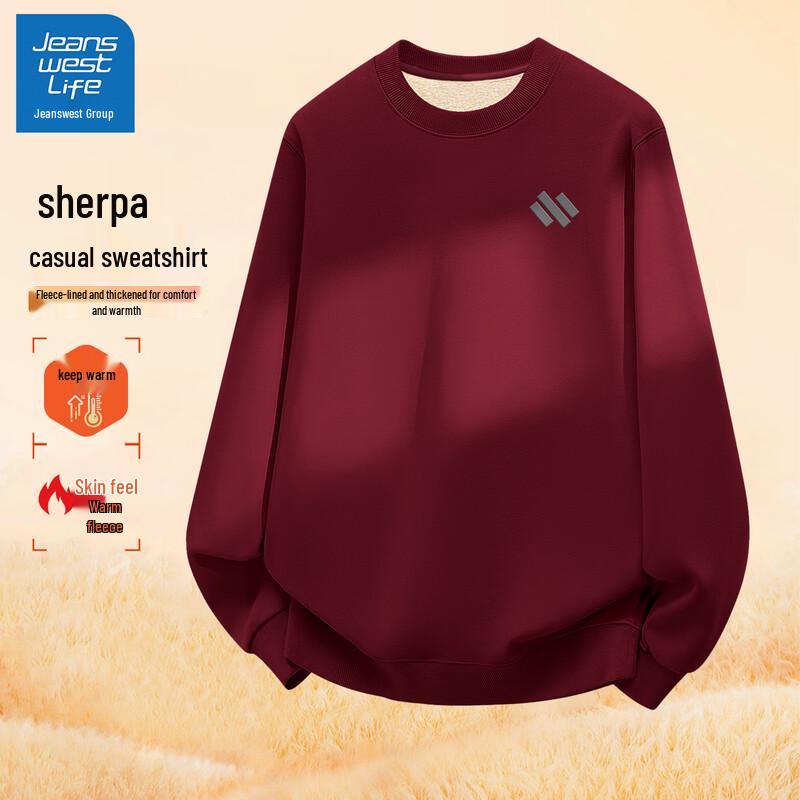 JEANSWEST LIFE Men's Fleece-Lined Crew Neck Sweatshirt