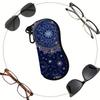 2D-Celestial Mandala Pattern Zipper Sunglasses Case, Protective Eyewear Holder with Galaxy Moon Star Print, Portable Travel Eyeglasses Box for Women M