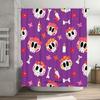 Vibrant Sugar Skull Shower Curtain Halloween Decor for Bathroom Waterproof Fabric Purple Background with Flowers Candles Perfect