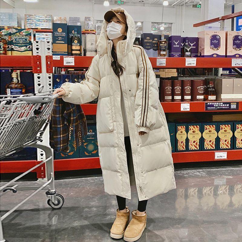 New Style Down Cotton Coat Women's Long Winter Loose Korean Style College Style Thickened Coat Knee-high Cotton Jacket