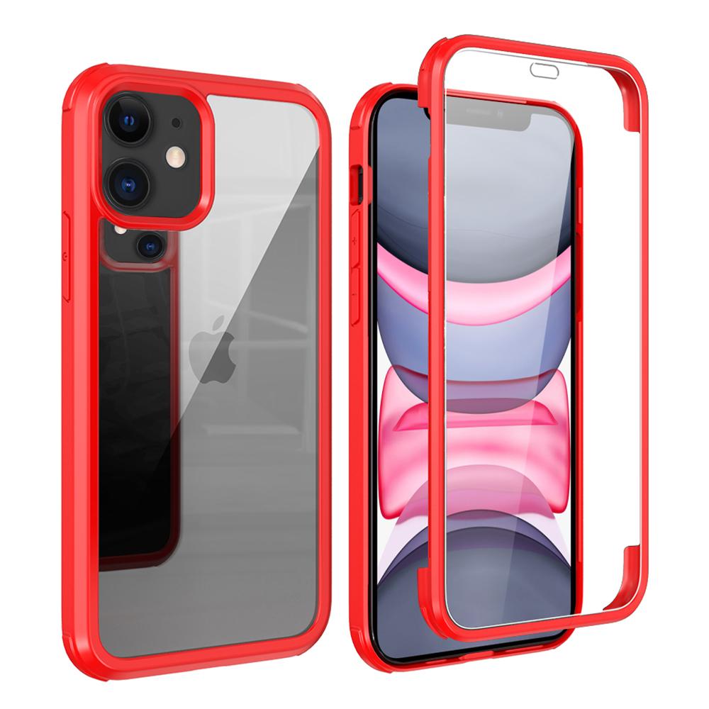 

Прозрачный чехол для iPhone 11 с двухсторонним закаленным стеклом + силиконовой рамкой, защитная крышка Red