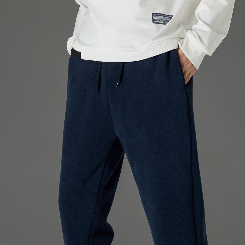 Unisex Heavyweight Fleece Windproof Sweatpants - Thick, Warm, Cuffed Outdoor Pants for Autumn and Winter