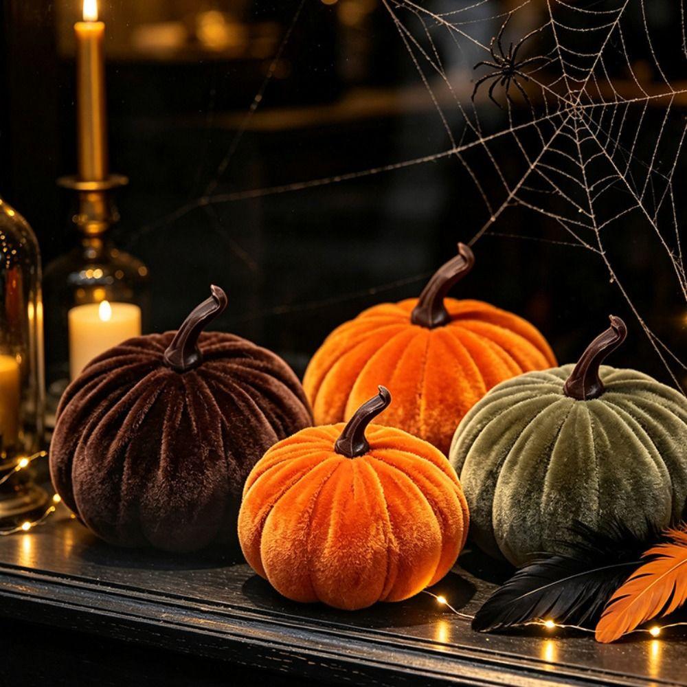 Samtstoff Samt Kürbis Mini Größe Plüschkürbis Wiederverwendbare Thanksgiving Dekoration Halloween Thema
