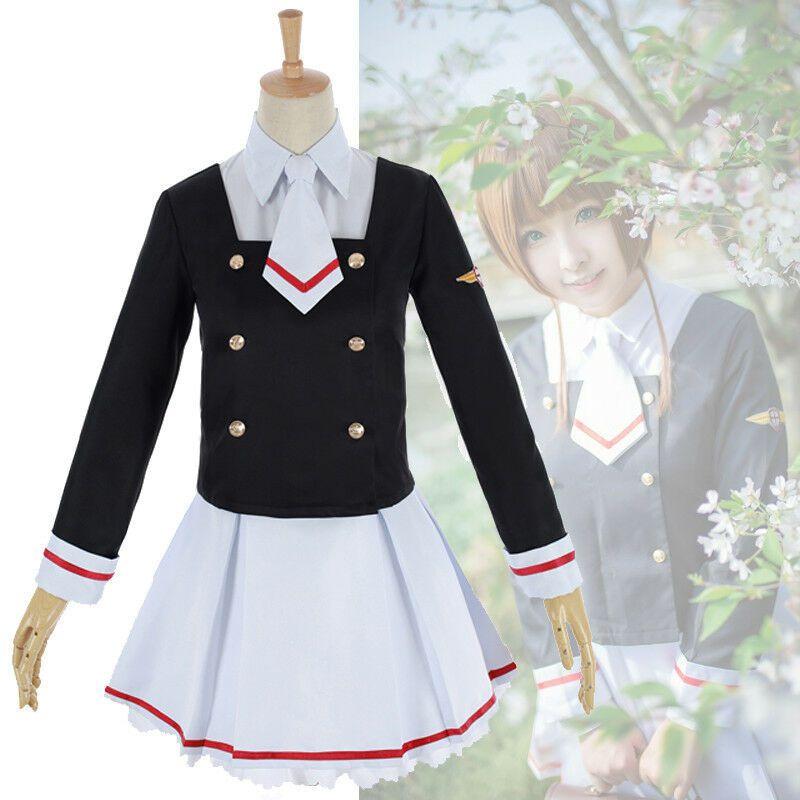 Stylish Black And White Cardcaptor Sakura Kinomoto Cosplay Costume For Anime Enthusiasts