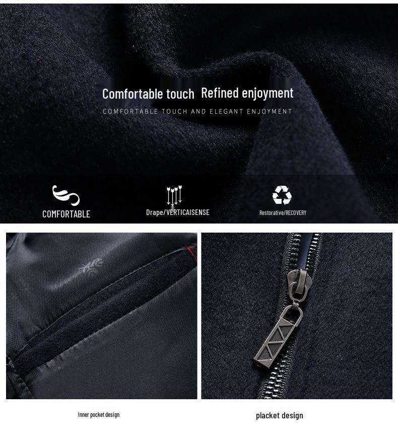Autumn/Winter Men's Non-Iron Woolen Business Coat with Thick Lining, Fashionable.