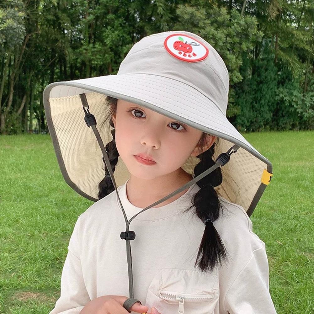 Summer Large Brim Caps Children Empty Top Breathable UV Protection Beach Travel Hats Cartoon Adjustable Sunshade Outdoor Hats