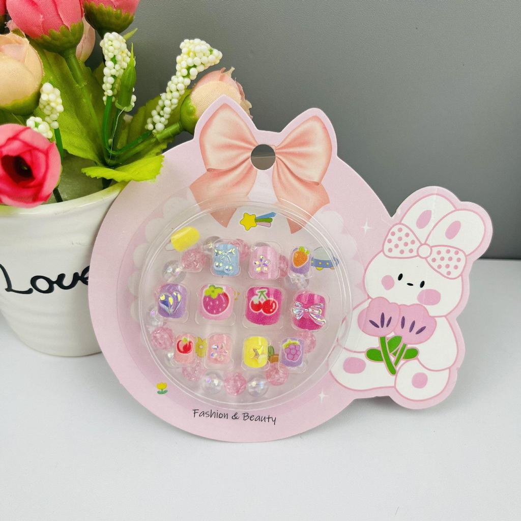 Children's Wearable Custom Nail Stickers - Cute European & American Jelly Glue Fingernail Tips