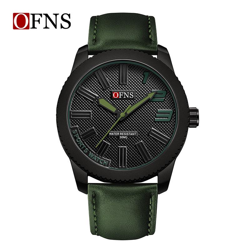 Ультратонкие мужские кварцевые наручные часы OFNS с вращающимся безелем и 3D-метками