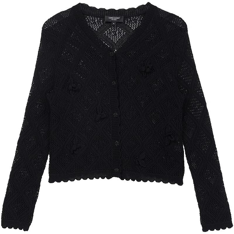 VEROMODA Women s 3D Floral V-Neck Knit Cardigan S