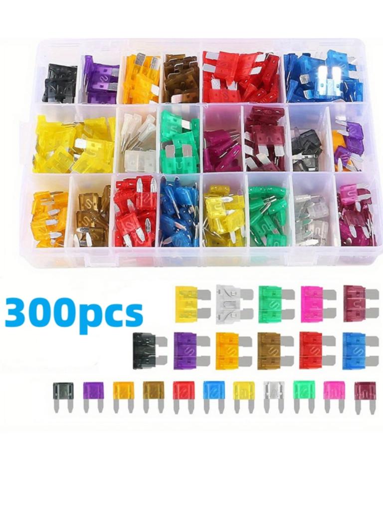 100/300 Pcs Car Fuse Assortment Kit 150 Blade Standard Auto Fuse and 150 Mini Car Fuse with Fuse Puller for RV Camper Boat Truck