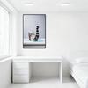 Gray & White Tabby Cat In White Bathtub with Blue Water & Bubbles - Iridescent Soap Bubble Catching Scene Tin Sign Metal Poster