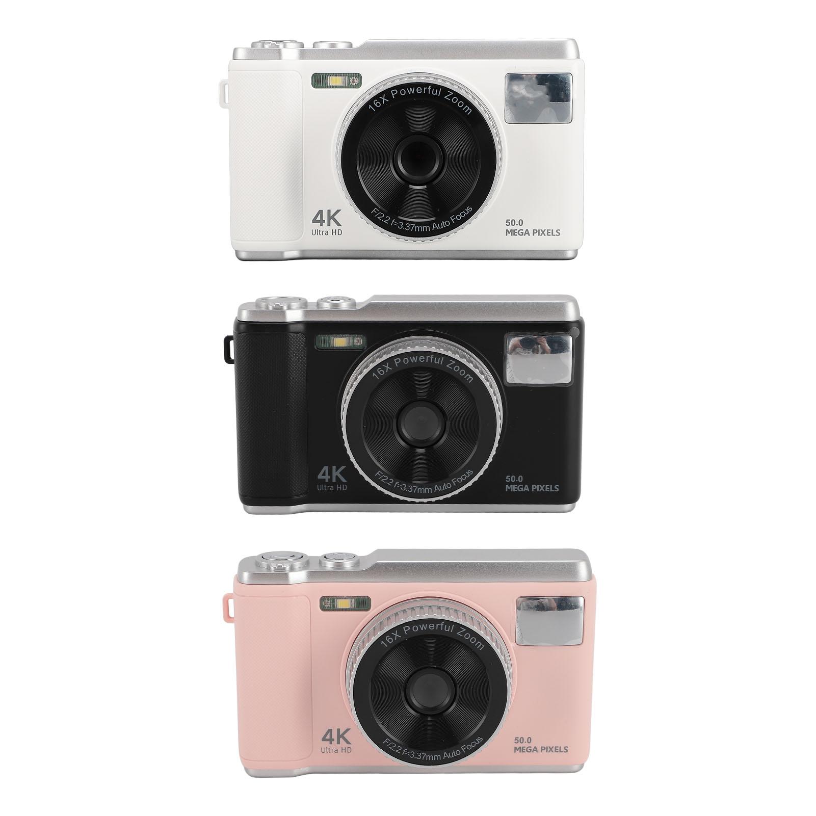 

4K Digital Camera 50MP 2.8inch Screen Autofocus Vlogging Camera with 16X Digital Zoom Flash Anti Sha Black