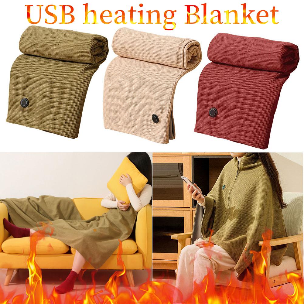 2026 USB Electric Heated Blanket 3 Heating Levels Fleece Heated Mat Wearable Body Warmer Blanket for Household and Office