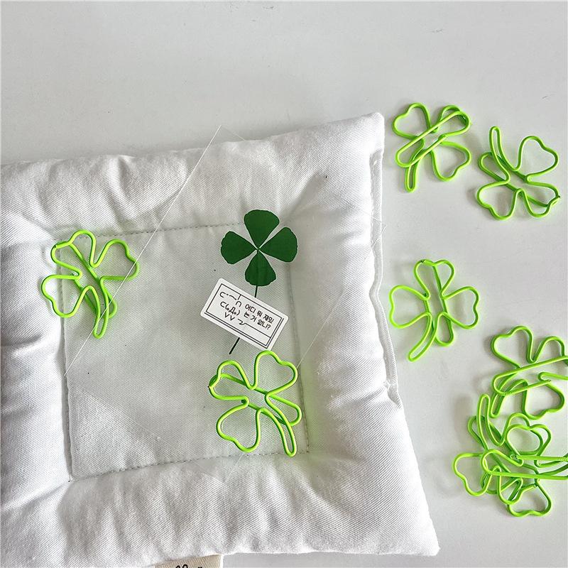 5 stk Søte Kreative Grønne Firkløver Papirklemmer Bokmerke Nydelig Dekor Permklemme Kontordokument Regningsbindingsrekvisitter