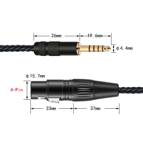 Luxferre 4.4mm Balanced XLR to 4.4mm Converter Cable, 0.1m, Single Crystal Copper, 4.4mm to XLR Cable, 4.4mm 5-Pole XLR to 4-Pin XLR Cable Extension C