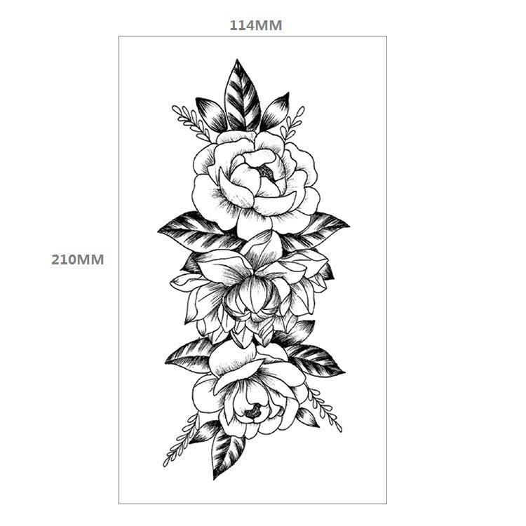 Red Rose Flower Arm Half Arm Tattoo Sticker Owl Hourglass Geometry Water Transfer Set Sticker
