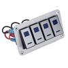 4 Gang Rocker Switch Panel 5Pin ON OFF SPST Blue Backlight Pre Wired Aluminum Alloy for Cars RVs Buses Trailers UTV