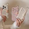 Compatible with Apple 16 Pro Max Case, Apple 14 Plaid Weave, 13 Bear Wrist Strap, 11 Protective Case, Women's 12 Case.