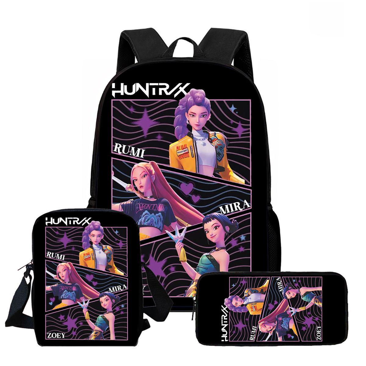 

K-pop Охотница на демонов Девочка Модный детский рюкзак: Печать HD, Большая вместимость, Легкий вес, Студенческая сумка с защитой позвоночника