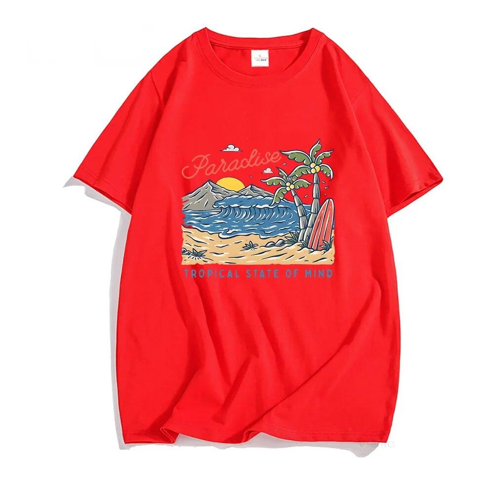 Paradise T Shirts Unisex Prevalent Harajuku Aesthetic Short Sleeve T-shirts 100% Cotton High Quality Tshirts Tropical State of Mind