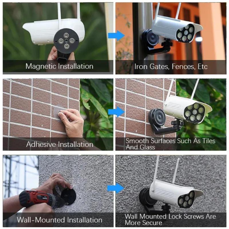 Magnetic Solar Motion Sensor Light Outdoor, 3 Modes Type-C Charging Security Lamp with Dummy Camera & Adjustable Angle