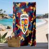 Rumänien Fußball Print Strandtuch Schnelltrocknend Super Saugfähig Weiches Badetuch für Schwimmen Strand Reisen Fan Souvenir Geschenk