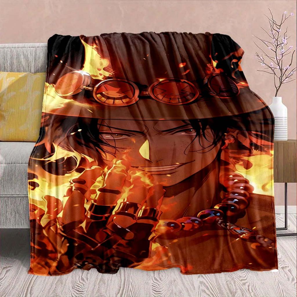 One Piece Anime Flannel Blanket - Soft Warm Perfect for Sofa, Bedding Camping Travel Office Home Decor -QJY