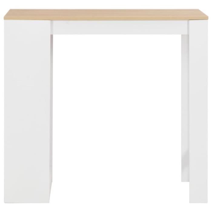 VidaXL Table de bar avec étagère Blanc 110x50x103 cm