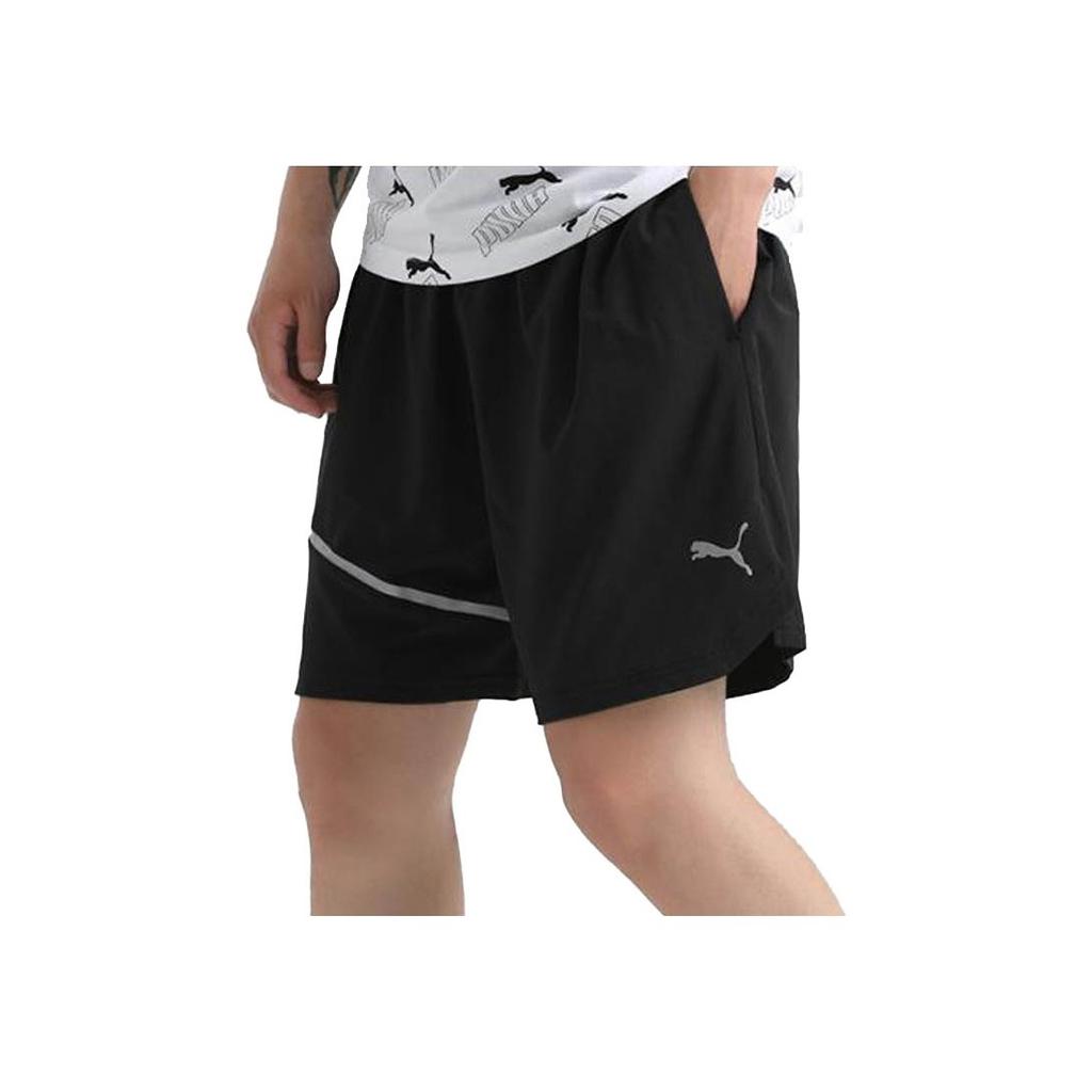 Puma Reflective Stripe Logo Running Shorts Men Bottoms Black 519371-01