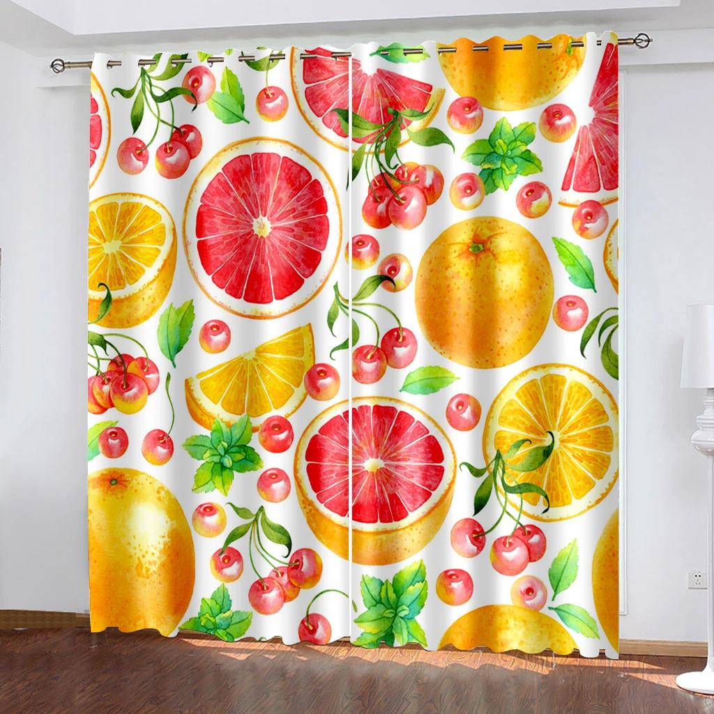 Aquarell Eis am Stiel Frucht Künstlerischer Verdunkelungsvorhang für Schlafzimmer Wohnzimmer Badezimmer Küche Tür Hohe Verdunkelung Heißes Muster